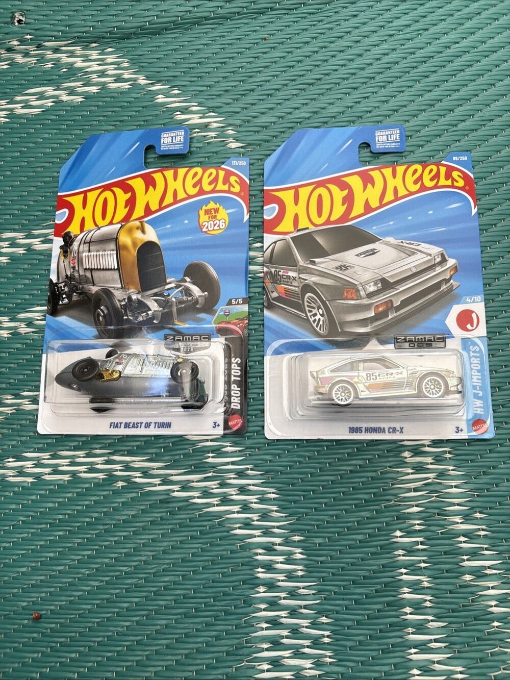 2026 Hot Wheels 1985 Honda CR-X + Fiat Beast Of Turin ZAMAC Models Lot of 2 Hunt